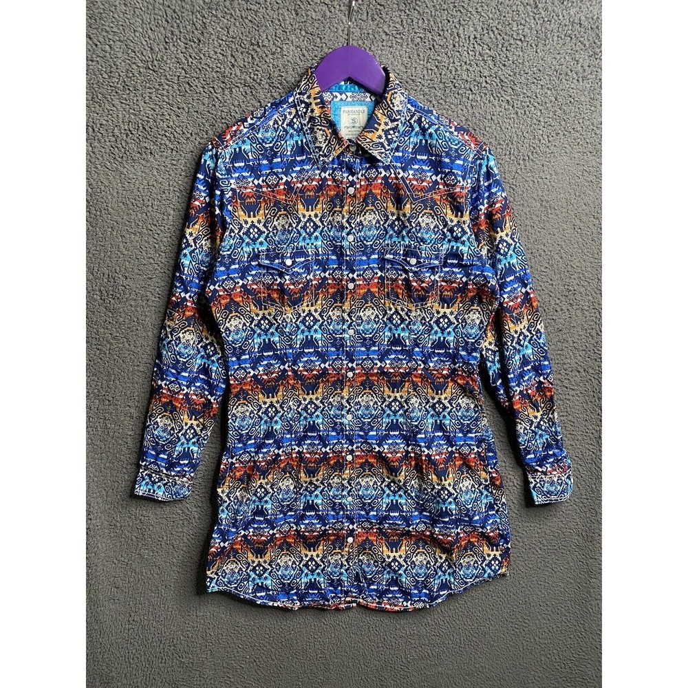 Panhandle Rough Stock western print pearl snap dress Size Small Belt Loops